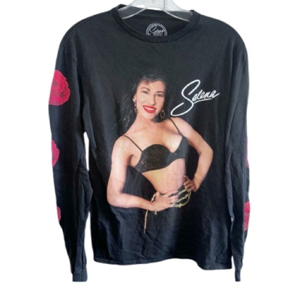 Selena Official Roses Band Tee Long Sleeves Black T-Shirt Sz Small - Picture 1 of 5